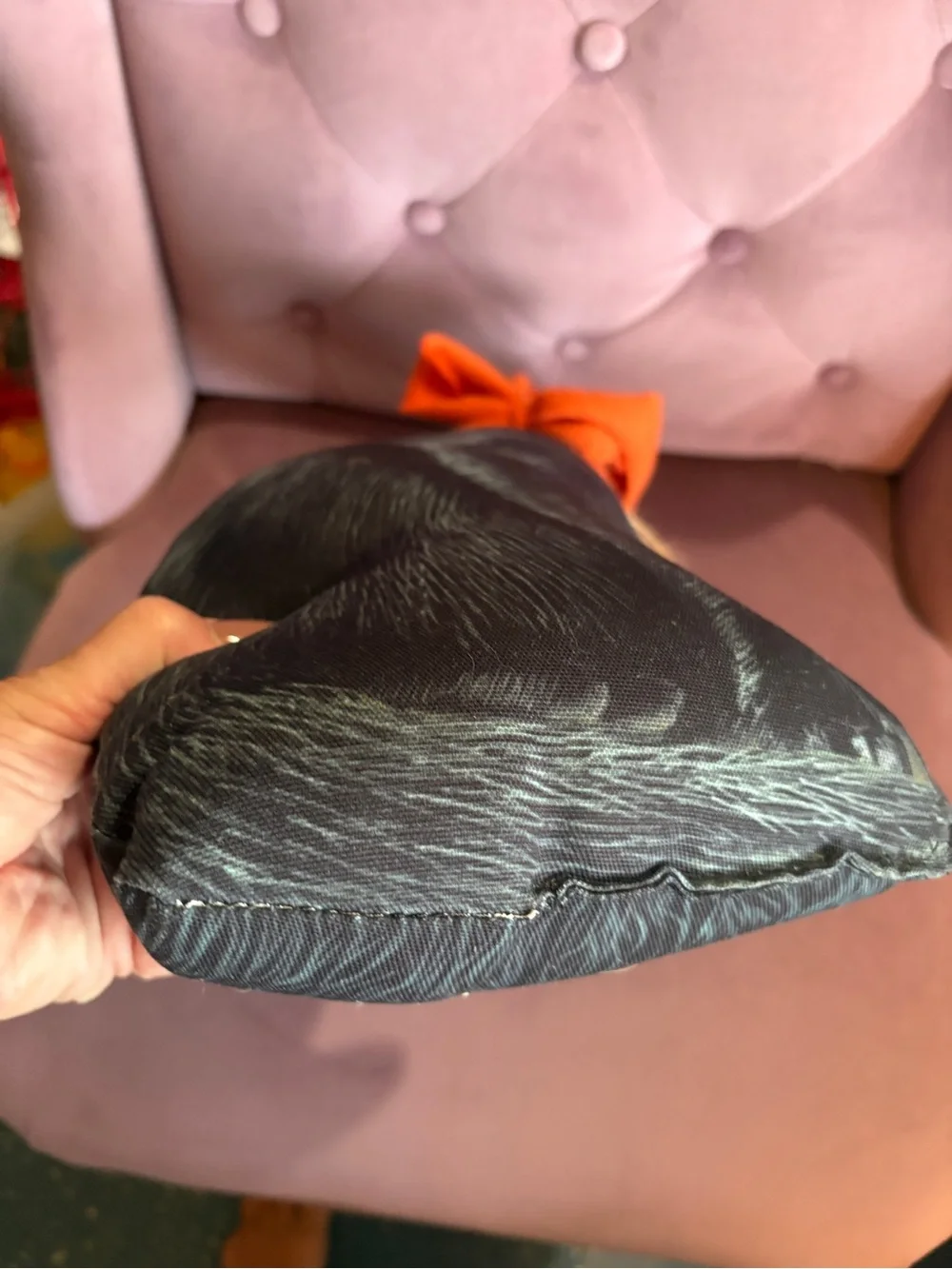 Vintage style Black Cat Pillow Décor with Orange Bow - Unbranded